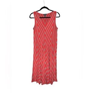 Chelsea & Theodore Red‎ And Gray Soft Stretchy Swing Midi Dress Size Medium